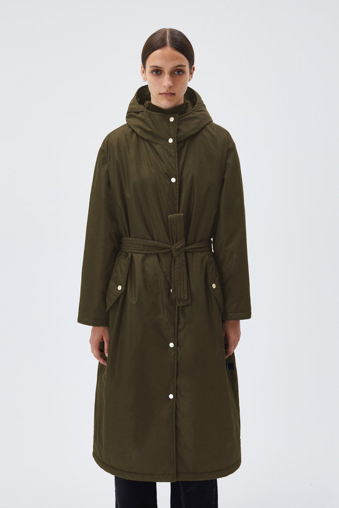 BREKKA Odense Padded Trench Coat - army green - front